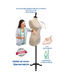 Resim Keten Kumaş Süngerli Iğne Batabilen Prova Mankeni Terzi Mankeni Ket-01 0015 