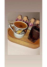 Resim 4 Lü Ahşap Tepsi Çay Tepsisi Kahve Tepsisi Sunum Tepsisi 16cm Uzunluk Sunumluk Ahşap 