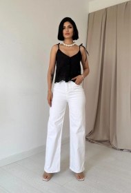 Resim Sidelya Concept Siyah Bağcıklı Brode Bluz Siyah 
