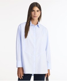 Resim Yargıcı Geniş Gömlek Yaka Uzun Kol Gömlek 25kkgm6026p 010 Mavi 