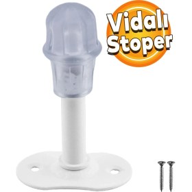 Resim Badem10 Mobilya Kapı Arkası Kolu Stoperi Tamponu Metal Beyaz 8 Cm Stopu Durdurucusu Tutucu Tutacağı 
