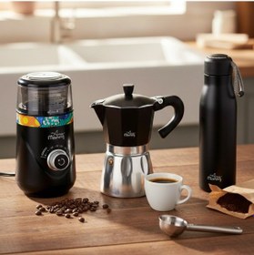 Resim Any Morning Espresso Seti: 240 Ml Moka Pot + 600 Ml Çelik Termos + Elektrikli Ayarlanabilir Öğütücü 