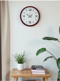 Resim 36 Cm Kırmızı Modern Dekoratif Duvar Saati Çok Renkli 