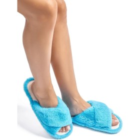 Resim Twigy Çapraz Peluş Kadın Ev Terliği Mavi 36/41 