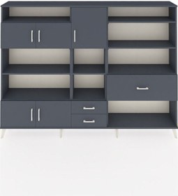 Resim Arges Dolap 13 Raflı 3 Çekmeceli 5 Kapaklı 220x30x163 Antrasit-an Antrasit-antrasit 