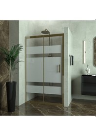 Resim Tekno Duş Bronze Capello 6mm Kumlamalı Cam 1 Sabit 1 Sürgü İki Duvar Arası Duşakabin Yarı Beyaz 