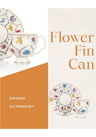 Resim Mien Flower 90 Ml Porselen Türk Kahvesi Fincanı Takımı 6 Kişilik Desenli Kahve Fincan Seti Beyaz 