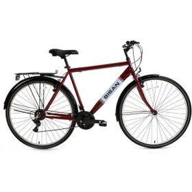 Resim BİSAN HARDY ŞEHİR BİSİKLETİ 42 CM V 26 JANT 21 VİTES BORDO SİYAH-BEYAZ 