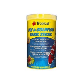 Resim Tropical Koi Goldfish Basic Sticks Havuz Balıkları için Yüzücü Temel Balık Yemi 1000 Ml 80 Gr 