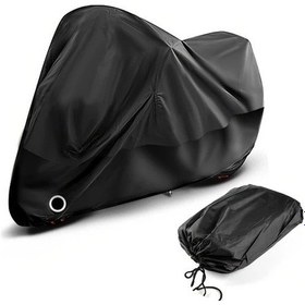 Resim Turcoshop11 Ağır Hizmet 190t Polyester Motosiklet Örtüsü Anahtar Delikli Gümüş Kaplama Xl Siyah 