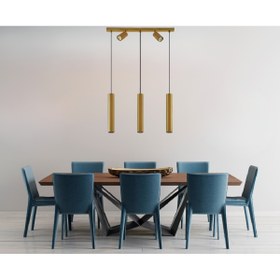 Resim N Naturel Aydınlatma 70cm 5 Spotlu Ledli Yemek Masası Avizesi / Sarı Işık Ampul Dahildir / Eskitme Renk 