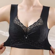 Resim Plus Beden Dantel Detaylı ve Fiyonklu Kablosuz Push-Up Sütyen - Yüksek Destekli Çıkarılmaz Dolgulu Göğüsler, Yumuşak Açık Mavi Günlük Rahat Uyku Giyimi & Ev Kıyafeti İçin Şık Lingerie, Zarif Tasarım 