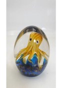 Resim Lamedor Octopus Yellow Blue Glass Decor 9x9x11 Cm 