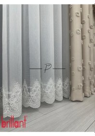 Resim Tül Perde Brillant Marka Dharma Desen Ttm Zemin Kumaş Ultra Dökümlü Ekru 