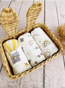 Resim 3 Adet 75X75 Çok Amaçlı Müslin Bezi Örtü Battaniye Çok Renkli 