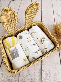 Resim 3 Adet 75X75 Çok Amaçlı Müslin Bezi Örtü Battaniye Çok Renkli 