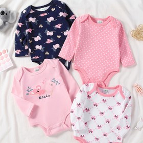 Resim Dört Parça Set Sonbahar ve Kış Yeni Kız Çocukları Uzun Kollu Tulumlar 0-1 Yaş Bebekler İçin, Sevimli Koala Kıyafeti, Dış Mekan İçin 