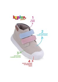 Resim Kaptan Junior Kız Bebek Çocuk Botu Ortopedik Kaymaz Taban Krem 