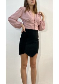 Resim Mois Atelier Siyah Geometrik Kaşe Etek Tasarım Hediye Büyük Beden Siyah 