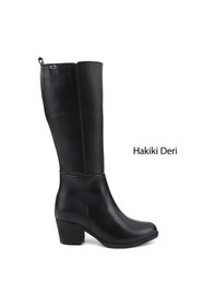 Resim Gönderi(R) Gönderi R Kadın Siyah Fermuarlı Kalın Topuklu Hakiki Deri Çizme Gkzc13452526 