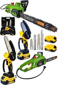 Resim SCHUTZENGER 2'li Set 4800w Elektrikli Hızar Testere Ağaç Odun Kesme Testeresi 598vf Şarjlı Dal Budama Çift Pala 