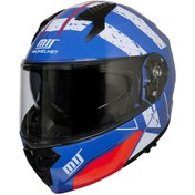 Resim Mts M-966 Çene Açılır Motosiklet Kaskı Beyaz - Kırmızı - Mavi 