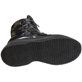 Resim Yazkış Kadın Siyah Krem Paraşüt Taşlı Kumaş 5cm Kalın Taban 26cm Bilek Uzunluğu Bağcıksız Fashıon Bo 001 