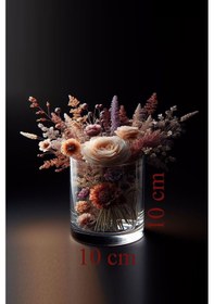 Resim Silindir Masa Üstü Cam Vazo, Silindir Saksı Mumluk 10x10 Cm Beyaz 