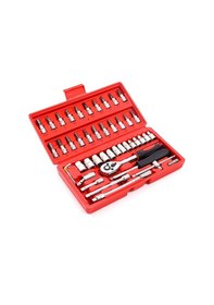 Resim 46pcs Alaş Çelik 1/4'' Rachet Anahtar Soket Anahtar Seti Evsel Otomobil Ve Motosiklet Tamir Bakım Araç Kiti 