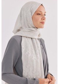 Resim Mirsoy Scarf Daka Desen Parlak Jakar Şal - Kırık Beyaz Kırık Beyaz 