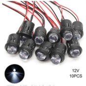 Resim 10 Adet/takım 12v 10mm Önceden Kablolanmış Sabit Led Ultra Parlak Su Berrak Ampul Kablosu 20cm Önceden Kablolanmış Led Beyaz 