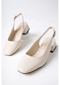 Resim Muggo Lois Garantili Arkası Açık Kare Burunlu Kadın Kısa Topuklu Ayakkabı 001 