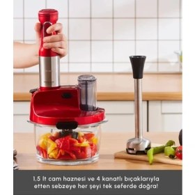 Resim Karaca Sebze, Et ve Meyve Dilimle Doğra Karıştır Rendele Çırp Smoothie Yap 6 Bıçaklı 2500W Yüksek Güçlü Premium Mutfak Robotu & Blendır Inox 