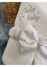 Resim Yenidoğan Hediyelik Bebek Kundağı Unisex Bebek Dış Kundak Hastane Çıkışı Bebek Battaniye Oyun Matı Ekru 