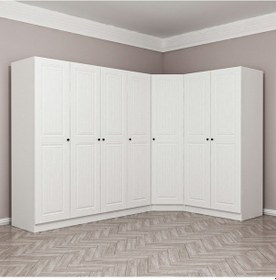 Resim Minar Kale190 7 Kapaklı 2ç Köşe Dolap Beyaz Mebran 190cm 