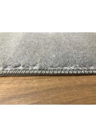 Resim Puffy Gri Oval Örgü Saçaklı Peluş Yumuşacık Yıkanabilir Kaymaz Taban Halı Salon Oturma Odası Gri 