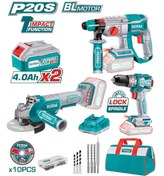 Resim Total P20S 240202 3'lü Set Akülü Taşlama + Akülü Vidalama + Akülü Kırıcı 