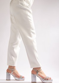 Resim Nemesis Shoes Jenny Kadın Platform Topuklu Ayakkabı Gümüş Taşlı 