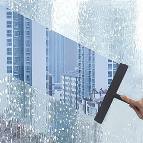 Resim Premium Silikon Cam Sileceği ve Kazıyıcı - Banyo, Mutfak, Aynalar, Duş Kapıları için İz Bırakmayan Pencere Temizleyici Aracı - Çok Yüzeyli Ev Temizlik Aracı (Siyah) | Şık Tasarım | Çok Yönlü Kazıyıcı, Banyo Temizleme Araçları 