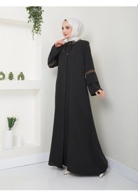 Resim Nakış İşlemeli Büyük Beden Ferace Haki 