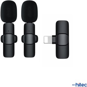 Resim ScHitec K9 Lightning Çift Kablosuz Wireless HD Yaka Mikrofonu Siyah 