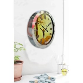 Resim Bahat Krom Çerçeveli Salon Ofis Duvar Saati 36 cm 