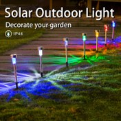 Resim 10 adet güneş enerjili LED lamba, güneş enerjili dış mekan paslanmaz çelik sopa lambaları, yollar, bahçeler, avlular, çimler, kaldırımlar, Noel, Cadılar Bayramı, partiler, mangallar, güverte ve araç yolları için peyzaj aydınlatması 