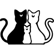 Resim Kedi Ailesi Sticker Duvar Dekor Sticker 40 x 24 cm 