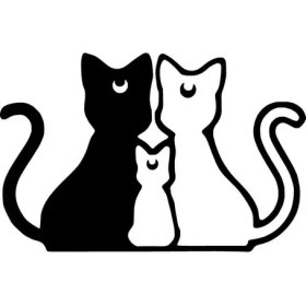 Resim Kedi Ailesi Sticker Duvar Dekor Sticker 40 x 24 cm 