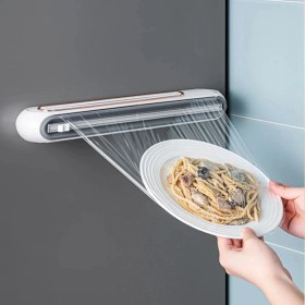 Resim Shopytech Mıknatıslı Streç Film Folyo Yağlı Kağıt Dispenseri Çift Yönlü Bıçaklı 30 cm Rulo Kesici 