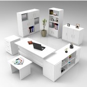 Resim Robinhome Robin Home Verona Abcdefg2 Ofis Büro Masa Seti Makam Takımı Beyaz 