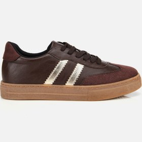 Resim Yaya by Hotiç Kadın Kahverengi Altın Detaylı Rahat Spor Ayakkabı 