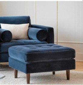 Resim Ürgüp Ahşap Ayaklı Dekoratif Puf Lacivert 