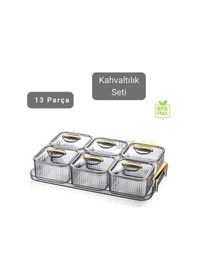 Resim 6 Lı Kahvaltı Seti 13 Parça Kahvaltılık Bpa Free Sunumluk Şık Tepsili Kahvaltılık Şeffaf 